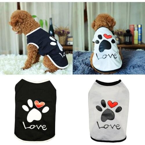 Summer Pet Dog Footprint Heart Love Vest In Cotton For Puppy Pet Vest Cool Thin Soft Cute Dog Cat Sleeveess Shirt Pet Clothes