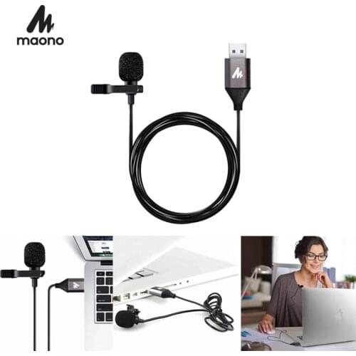 MAONO USB Lavalier Microphone Condenser Lapel Mic Hands Free Shirt Collar Clip-on Microphone or PC Computer Laptop YouTube