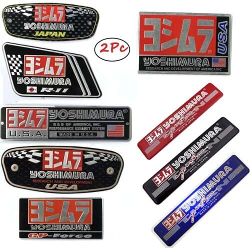 Motorcycle 2Pcs Exhaust Pipes Decal Sticker Aluminium 3D Heat-resistant Decals Sticker For Yoshimura USA Japan GP-Force R-11