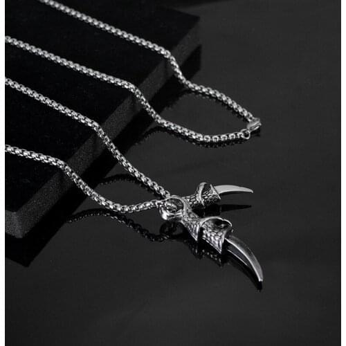 Wolfs Fang Tooth Pendant Necklace Men Stainless Steel Thick 70cm Long Chain Cool Hip Hop Jewelry Collar De Hombres