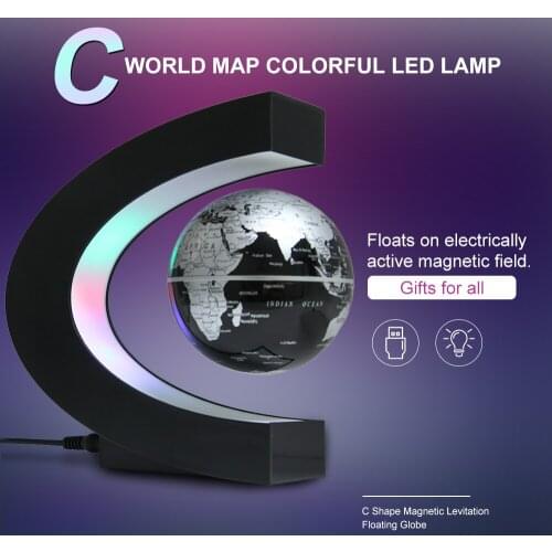 Novelty LED World Map Light Floating Globe Magnetic Levitation Light Antigravity Magic Novel Lamp Birthday Home Dec Night lamp