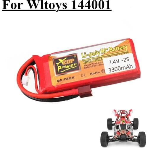 Original For Wltoys 144001 car 2s 7.4 V 3300mAh Lipo battery T Plug for Wltoys 1/14 144001 RC car boat spare parts
