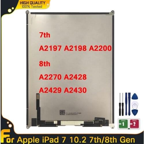 High Quality For Apple iPad 7 10.2 2019 7th Gen A2197 A2198 A2200 LCD Screen Display Panel Repair Replacement internal Screen