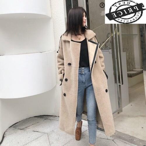 Real Fur Coat Female Long Vintage Sheep Shearing Jacket Women Clothes 2021 Korean Elegant 100% Coat Fur Tops Hiver 0003