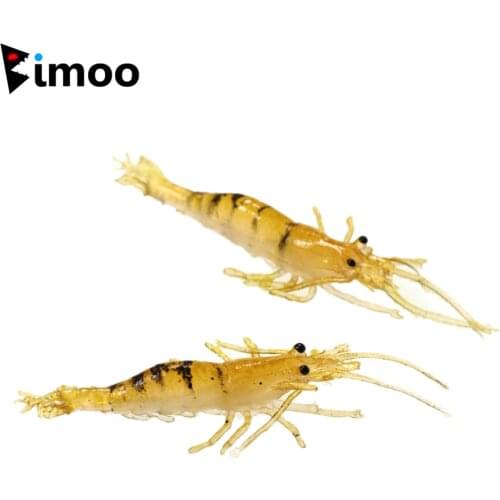 Bimoo 10pcs/bag 6.5cm/1.5g Realistic Shrimp Lure Soft Bait Shrimps Prawn Fly Fishing Baits Fish lures