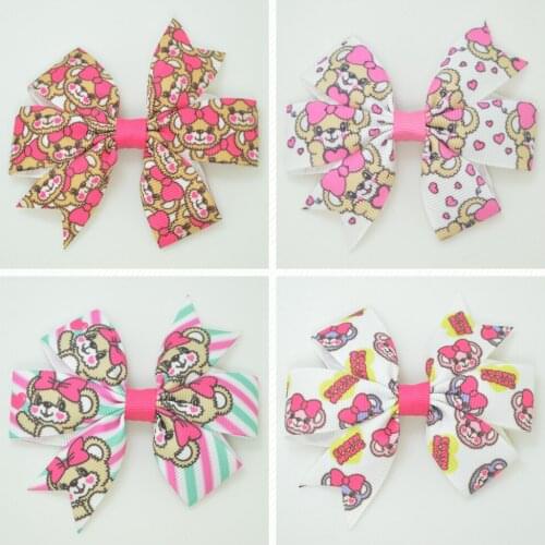 SUPWRF 3.1'' Cartoon pink kids hair accessories hair bow With Clip hair Ribbon headwear wholesale 20 PCS T0929