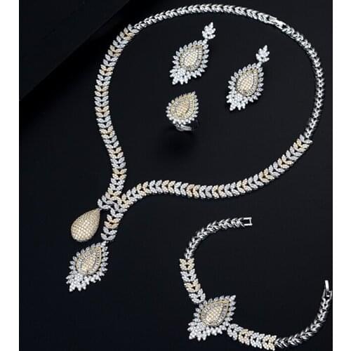 Be 8 Brilliant Cubic Zirconia Dubai Bridal Jewelry 4pc Set Nigerian Wedding Jewelry Accessory Sets With Factory Price S464