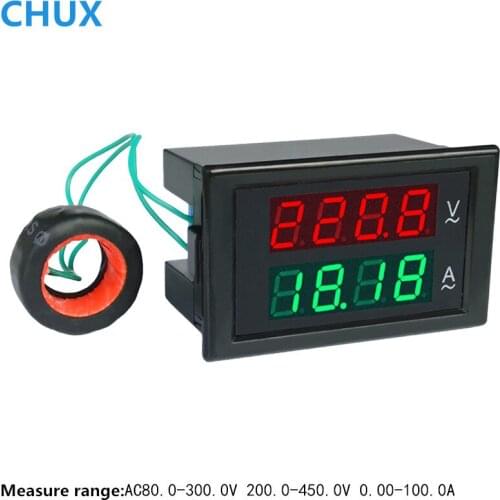 LED Digital Dual display Voltage Ampere Multimeter 4 digits 220V 450V DL85 AC 100A Current Meter Voltmeter and Ammeter
