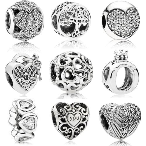 Vintage Style New charms tree life crown love crystal bead jewelry making diy pendant bangle fit pandora bracelet for women gift