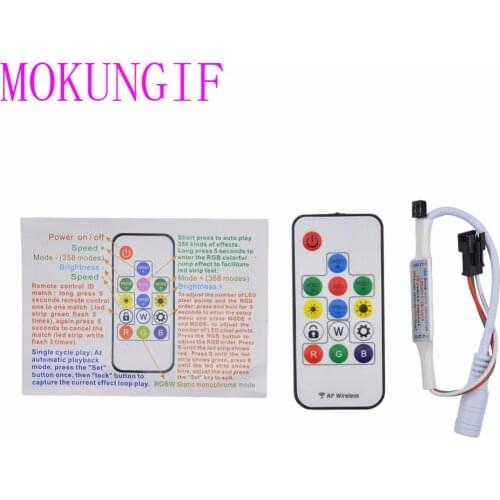 10pcs Mini 14Key Led RGB Controller 358 kinds of changes Wireless RF or IR DC3.3-24V Digital Color LED Strip for WS2811 WS2812B