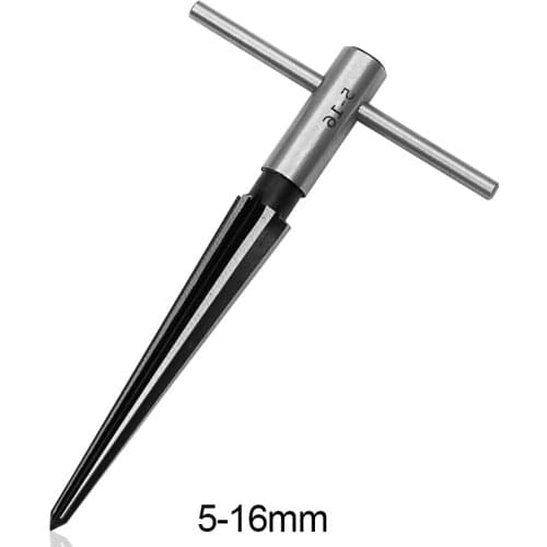 5-16mm Bridge Pin Hole Hand Held Reamer T Handle Tapered 6 Flute Chamfer Reaming Woodworker Cutting Tool Core Drill Bit