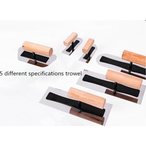 5pcs/set Five different models Plastering Finishing Trowel stainless steel Blade Wooden Handle Flat for Smooth Finishing