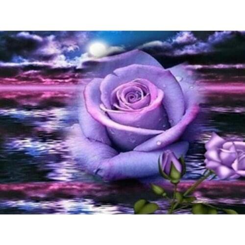 5D DIY diamond painting flower purple rose mosaic diamond cross stitch home decoration gift without frame
