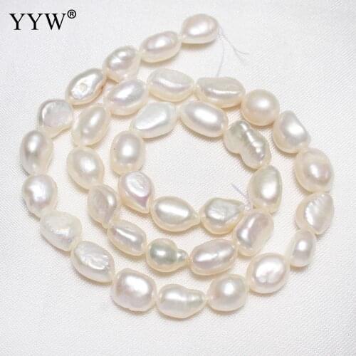 8-9mm White Irregular Natural Freshwater Pearl Beads Punch Loose Bead Strand 14.5" For DIY Women Elegant Necklace Jewelry Making