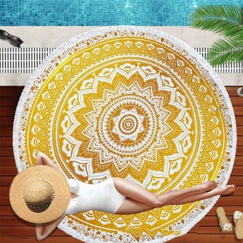 Large Round Beach Towel For Adults Girls Swim Fast Drying Microfiber Round Beach Towel Yoga Mat Cotton Blanket Cover