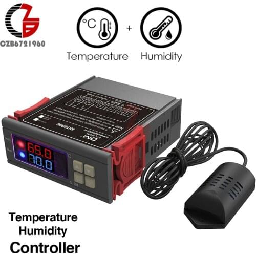 12V 24V 110V 220V Digital Temperature Humidity Controller Sensor Thermostat Humidistat Therometer Hygrometer Thermoregulator