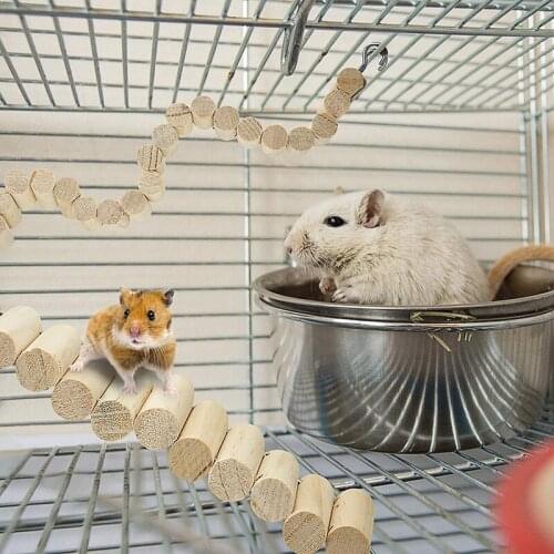 Ladder Pet Hamster Hook Wooden Ladder Toy Wooden Ladder Bridge Hamster Rat Small Animal Chew Hanging Fun Pet Wooden Accessories
