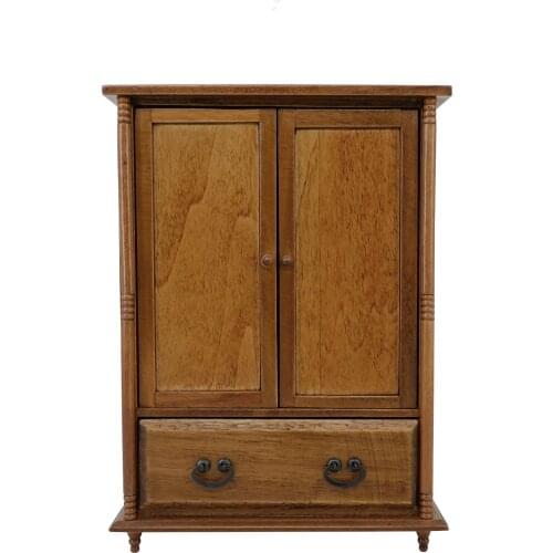 1/12 Wooden Furniture Toy for Dolls Ob11 DollHouse Decoration mini Vintage Wardrobe Doll House Accessories Toys for Girls