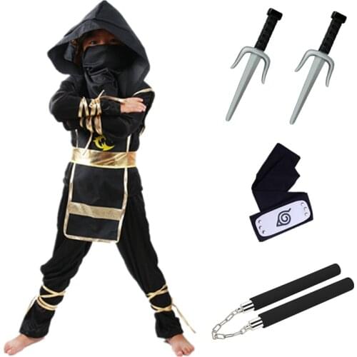 Kids Ninja Dragon Halloween Cosplay Costume, Boy Girl Birthday Carnival Party Invisible Fancy Dress Ninja Costume