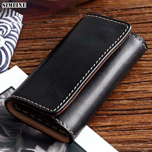 Genuine Leather Key Wallet Card Holder Men Male Vintage Handmade Small Key Wallets Money Bag Case Purse Organizer Housekeeper