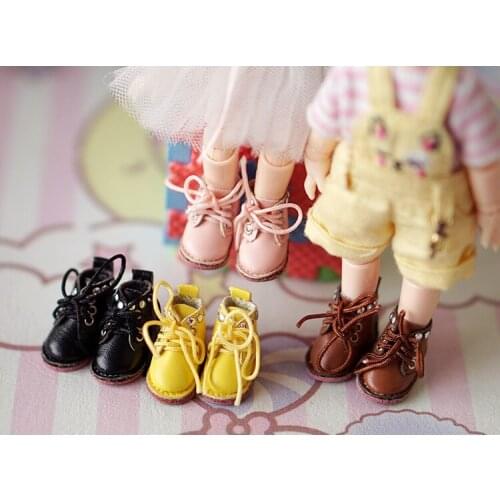 BJD doll shoes are suitable for 1/12 OB11 size GSC fashion small leather boots lace-up Martines boots doll accessories