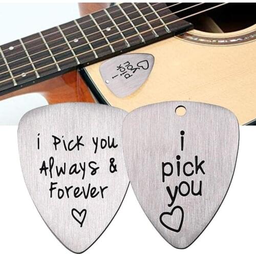 Engraved Guitar Picks Stainless Steel Jewelry Ukulele Accessories Pick Guitar Carved Forever Steel Pick You P6O4