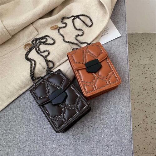 Fashion Small Messenger Chain Bag For Women 2021 Pu Leather Ladies Black Crossbody Bags Designer Luxury Woman Summer Shoulder