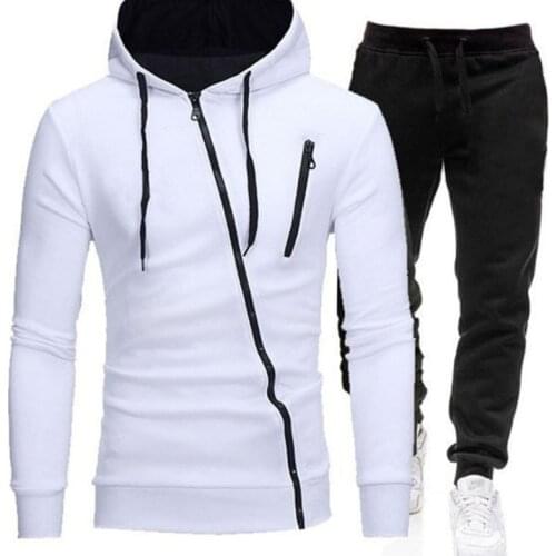 Spring Autumn Mens Long Sleeve Zip Hoodie Sweatshirt Cardigan+Sport Pants Trouser 2pcs Sets Male Casual Daily Sportswear S-4XL