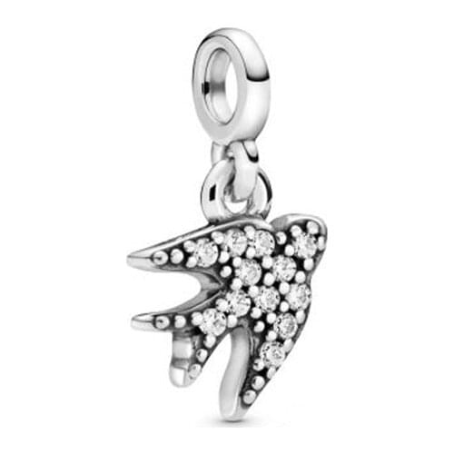 New Years Gift 2020 Winter New Fit Original Pandora Bracelet 925 Sterling Silver Beads Pave Swallow Charm Women DIY Jewelry