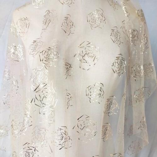 One meter New Apricot gauze fabric Gilded rose tissu Encrypt soft skirt accessories, fluffy skirt, wrinkled skirt material