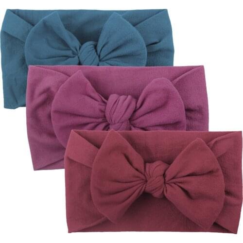 Solid Color Knitted Striped Fabric Baby Girls Headband Knot Bow Headband Children Hair Accessories Elastic Turban Wide Hairband