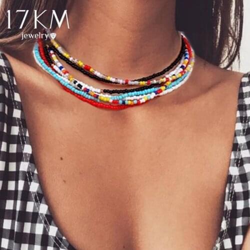 Bohemian Small Beaded Choker Necklaces For Women Fashion Colorful Short Bead Choker Charm Necklace 2021 Handmade Jewelry