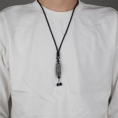 Nine Eye Tibet Dzi Pendant Drop Choker Nacklace Natural Stone Materials Fashionable Style Tibet Heaven Bead Bring Good Luck