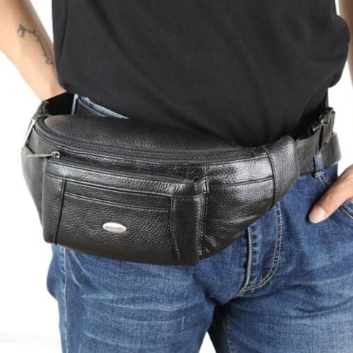 Genuine Leather Waist Bag Mens Leather Fanny Pack Belt Bag Sling Men Bag Men Waist Pack Travel Messenger Chest Back Day Pack