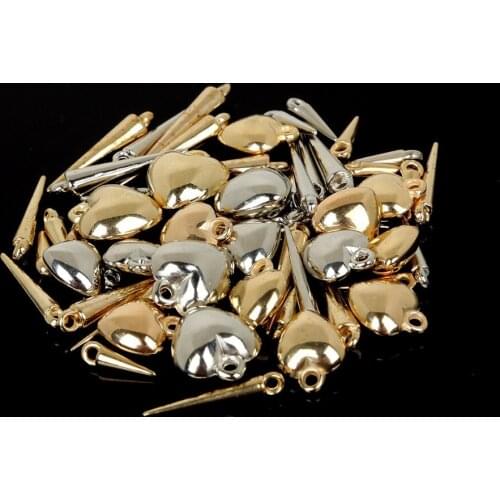 Different Shapes Multi Size 30-200pcs Plastic CCB Charm Pendant Beads Gold/Rhodium Plated, For DIY Necklace Jewelry Findings