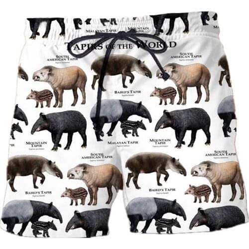 Fashion beach shorts animal tapir 3D full print shorts men and women Harajuku casual street sports shorts