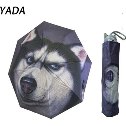 YADA High Quality Cartoons Dog Cat Umbrella Foldable Rain Charms Umbrella For Men And Women Windproof Folding Umbrellas YS210032