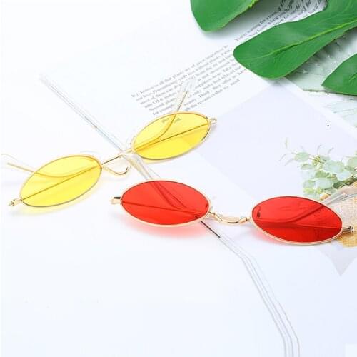 Trend Retro Personality Glasses Small Metal Frame Oval Woman Sunglasses Fashion Show Sunglasses Multi-color Optional