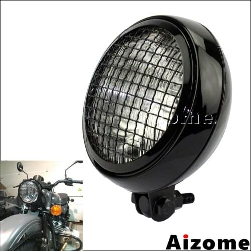 Universal Mesh Grill Black Headlamp Retro Lighthouse Motorcycle 5-3/4" Headlight Luz For Harley Custom Cafe Racer Bobber Cruiser