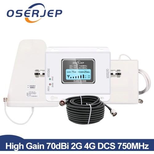 B28B 700mhz LCD Display Powerful Cell Phone Signal Booster 70dB Gain 4G LTE 700 Signal Repeater Amplifier Internet