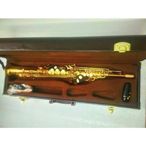 High Quality Soprano Sax Pitch B Gold Lacquer Soprano Saxophone Top Music Mouthpiece Professional Grade