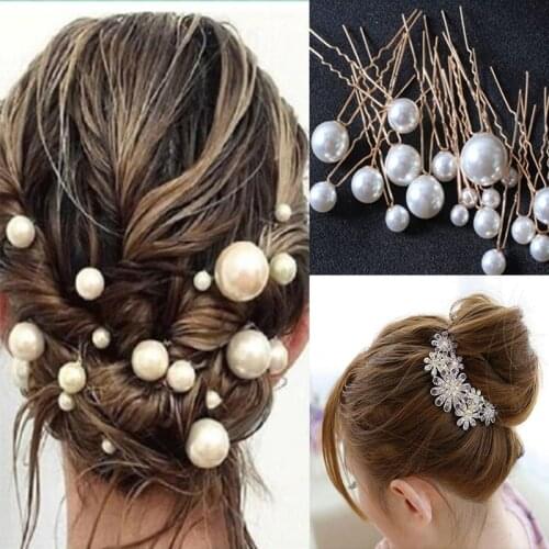 Pearl Crystal Rhinestone Bridal Hair Jewelry Women Hair Accessories Hair Clip Flower Hairpins Barette Headdress Headwear