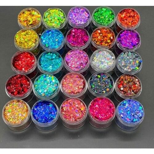 1Bottle Mixed Size Holographic Laser Nail Glitter Powder DIY Manicure Gel Polish Nail Art Glitter Crafts Make Up