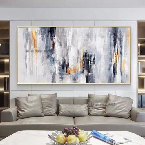 100% Handmade Bright Colorful Abstract Oil Painting Minimalist Modern Wall Art Decorative For Living Room No Frame
