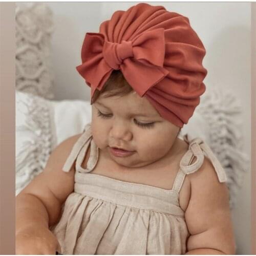 13color New Floral Cotton Baby Hat Big Bow Baby Girl Beanie Kids Cap Newborn Turban Girls Hats Toddler Girl Hat Infant Bonnet