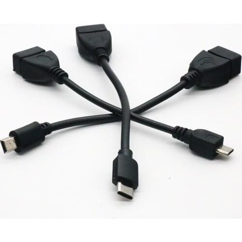 14cm Type C / V8 Micro USB / V3 Mini USB Male To OTG To OTG Female Connector Male To Female Adapter Cable for Camera 500pcs/lot