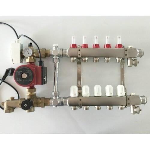 Underfloor Heating Manifold 5 Port & Rated Pump for 1/2 pex