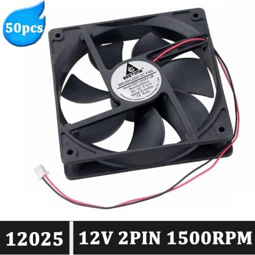 50pcs Gdstime 120mm DC 12V Fans 120mm Cooler 120mmx25mm 12cm Brushless PC Computer Cooling Fan Case 1500RPM