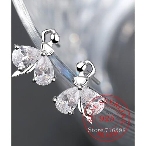 925 Sterling Silver Crystal Ballet Stud Earrings Fashion Jewelry For Women Christmas Gift pendientes aretes de mujer