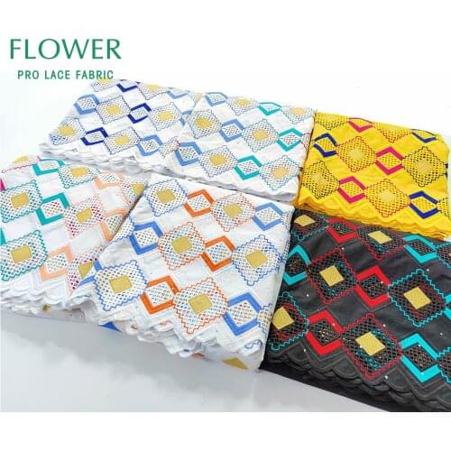 African Lace Fabric 2021 Swiss Voile In Switzerland With Embroidery 5 Yards Fabric For Sewing Clothes 100% Cotton Dry Laces